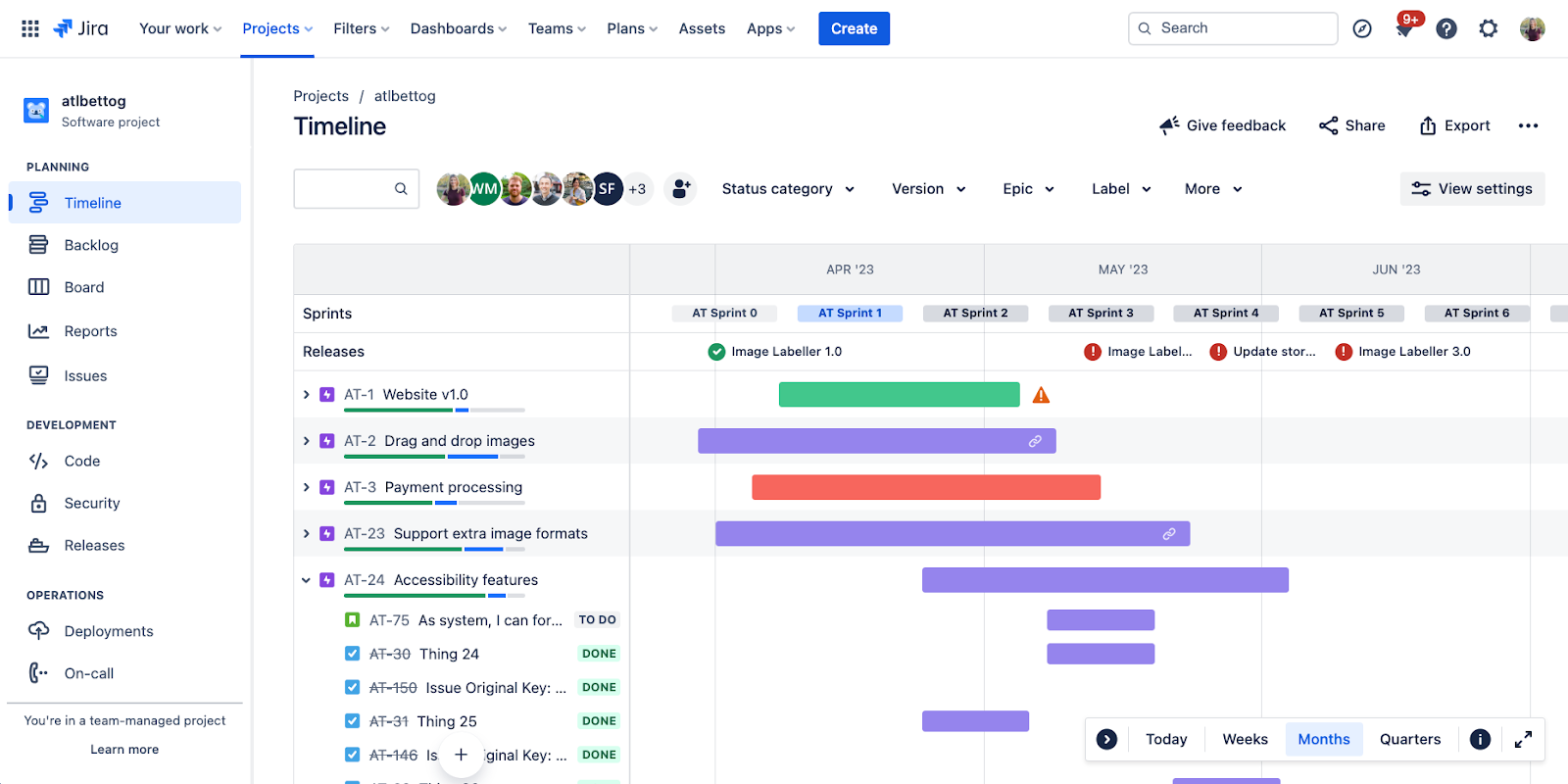 Project roadmap board